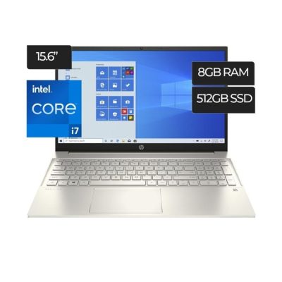 HP Pavilion 15-eg0070wm -15.6″ Touchscreen Intel® Core™ i7-1165G7-11th Gen-8GB RAM -512GB M.2 SSD, Keyboard Backlit, Windows 11 Home- Lunar Gold