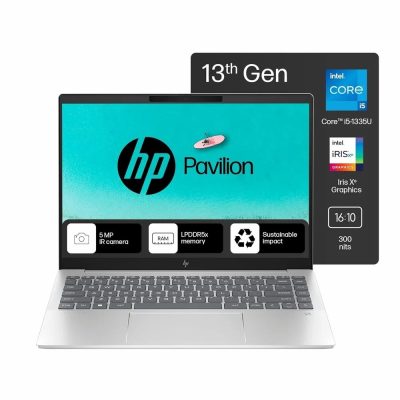 HP Pavilion Plus 14-ew0107tu, 14"-Inch 2K Display, Intel Core i5-1335U, 13th Gen, 1.3GHz up to 4.6GHz, 16GB DDR5 RAM, 512GB M.2 SSD, Backlit Keyboard, Windows 11 Home, Silver Color